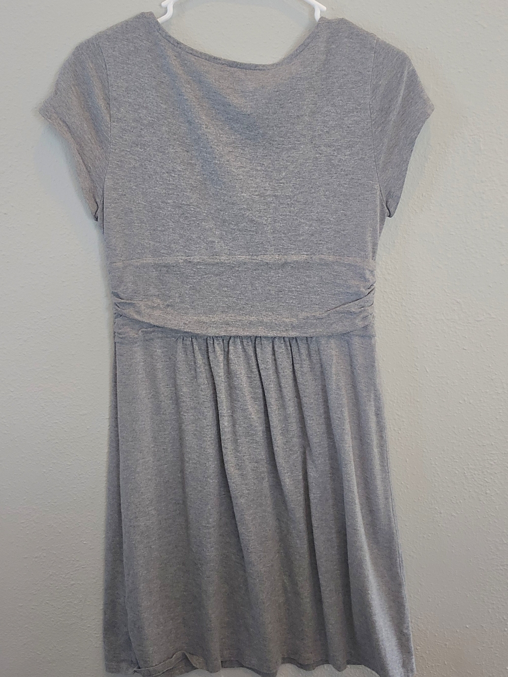 LOFT Light Grey Faux-Wrap Cap Sleeve Dress - Picture 3 of 5